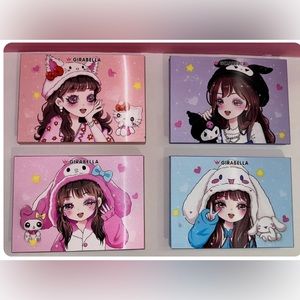 Hello kitty,Kuromi,My Melody & Cinnamon roll Eyeshadow & Blush palette set-4 pcs